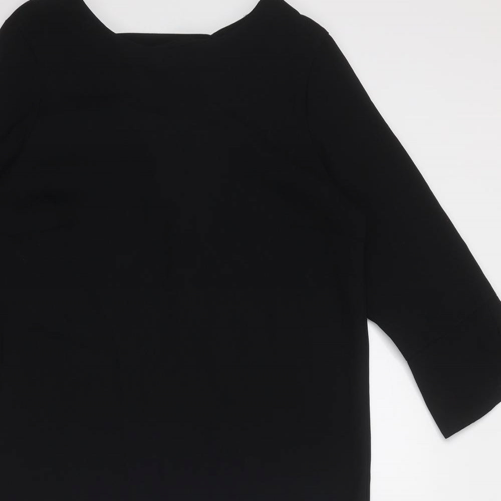 Marks and Spencer Womens Black Polyester A-Line Size 8 Round Neck Zip