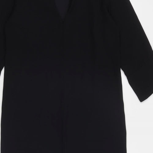 Marks and Spencer Womens Black Polyester A-Line Size 8 Round Neck Zip