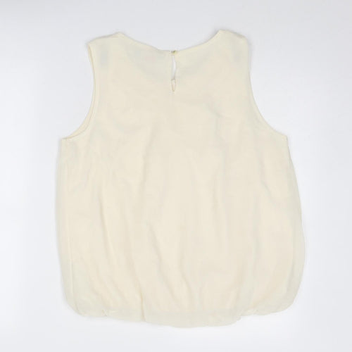 Dorothy Perkins Womens Ivory Polyester Basic Blouse Size 14 Round Neck