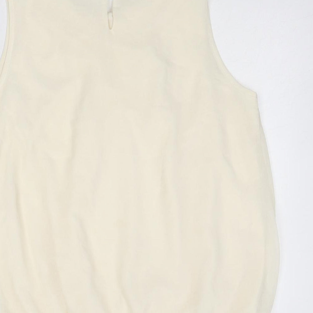 Dorothy Perkins Womens Ivory Polyester Basic Blouse Size 14 Round Neck