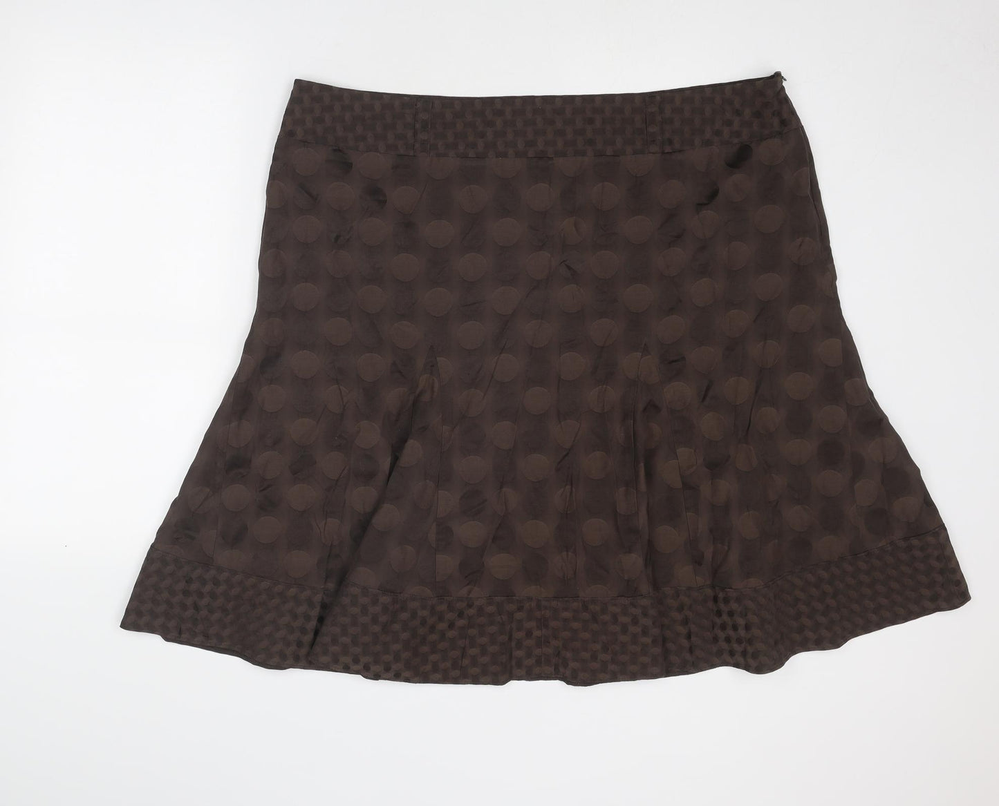 Marks and Spencer Womens Brown Geometric Cotton Swing Skirt Size 22 Zip