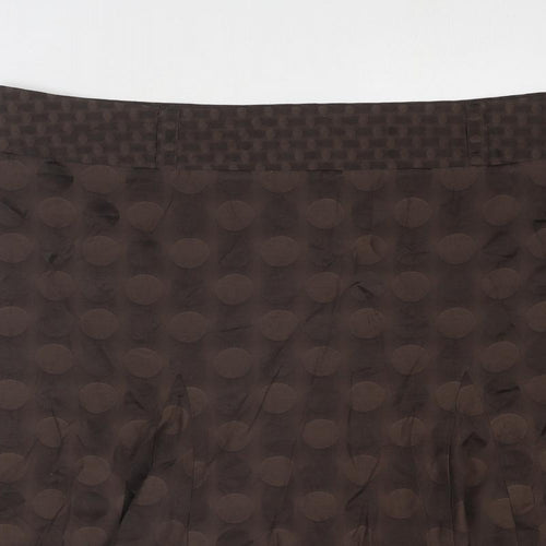Marks and Spencer Womens Brown Geometric Cotton Swing Skirt Size 22 Zip