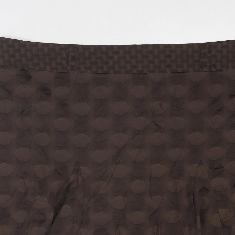 Marks and Spencer Womens Brown Geometric Cotton Swing Skirt Size 22 Zip