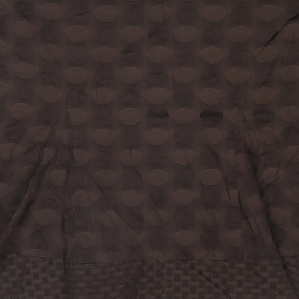 Marks and Spencer Womens Brown Geometric Cotton Swing Skirt Size 22 Zip