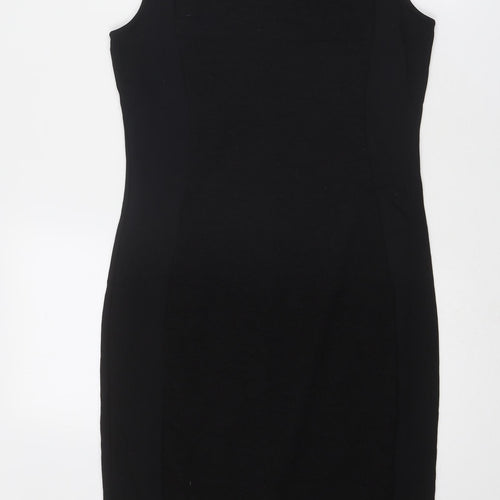 NEXT Womens Black Polyester Shift Size 10 Round Neck Zip
