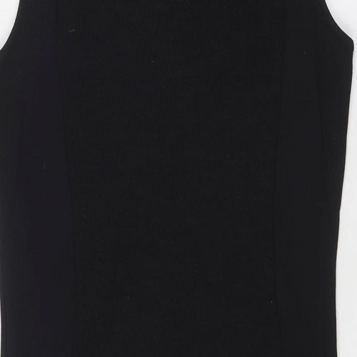 NEXT Womens Black Polyester Shift Size 10 Round Neck Zip