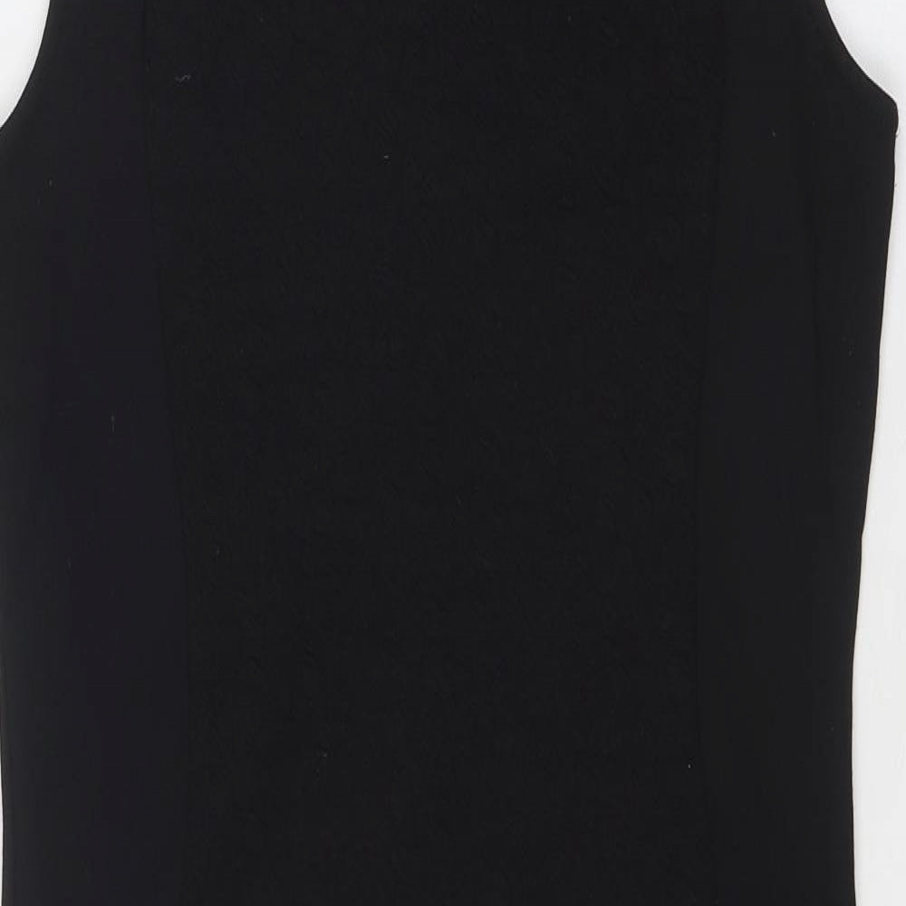 NEXT Womens Black Polyester Shift Size 10 Round Neck Zip