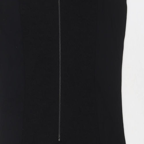 NEXT Womens Black Polyester Shift Size 10 Round Neck Zip