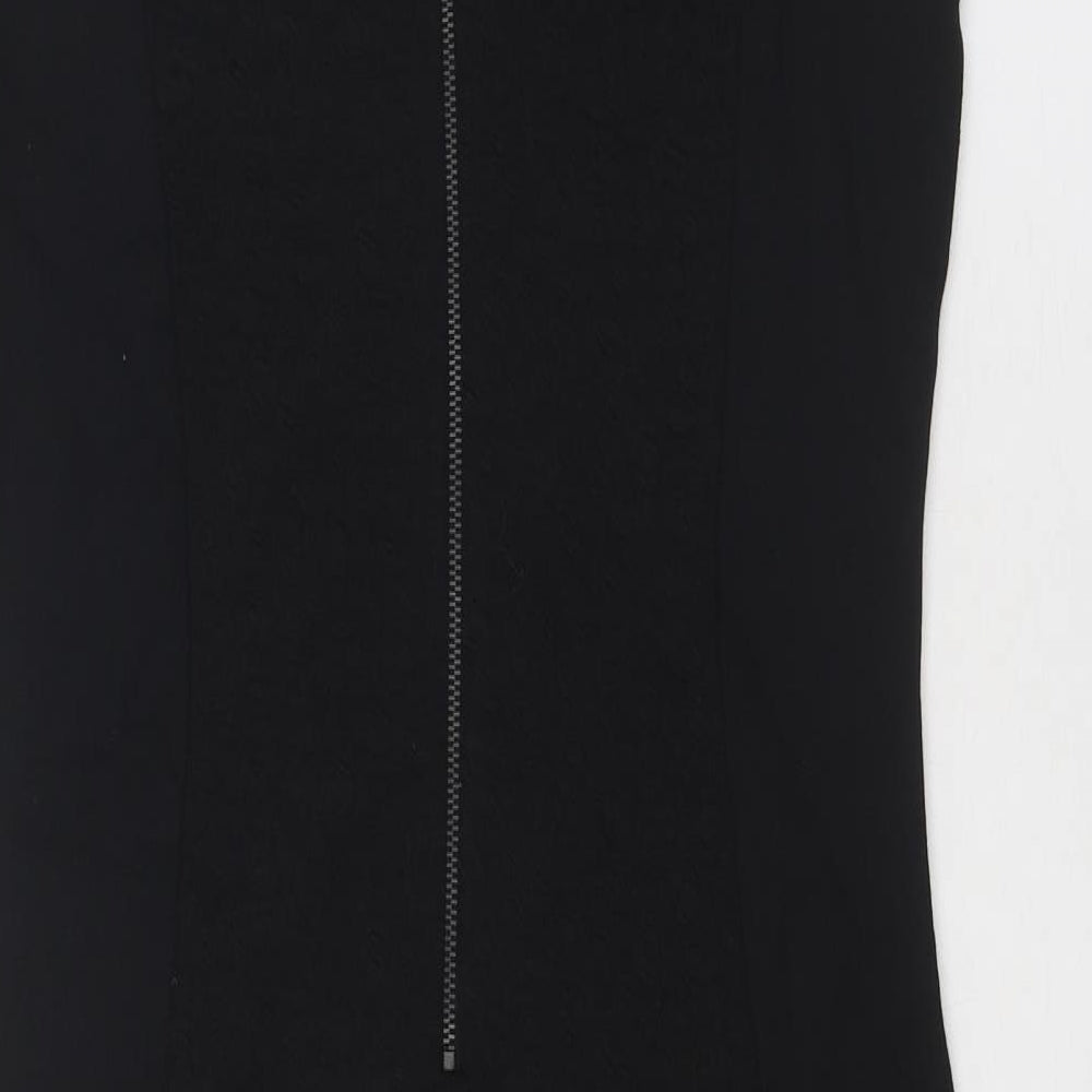 NEXT Womens Black Polyester Shift Size 10 Round Neck Zip