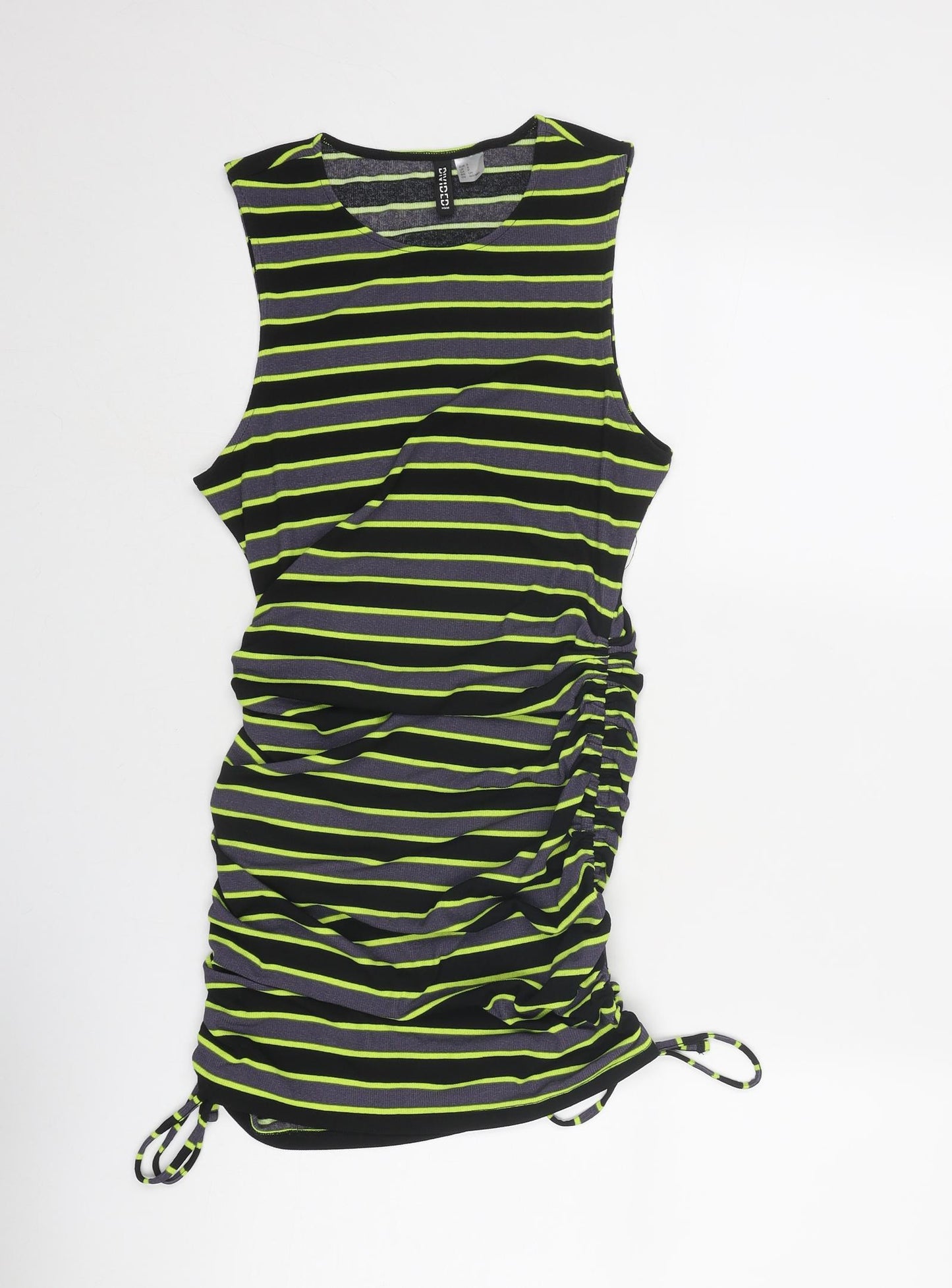 Divided by H&M Womens Black Striped Polyester Tank Dress Size S Round Neck Pullover