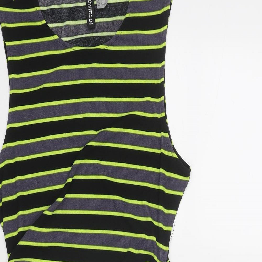 Divided by H&M Womens Black Striped Polyester Tank Dress Size S Round Neck Pullover