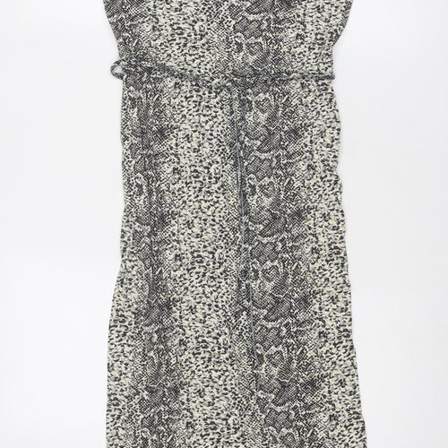 Oasis Womens Beige Animal Print Viscose Slip Dress Size XS V-Neck Pullover - Snakeskin Pattern