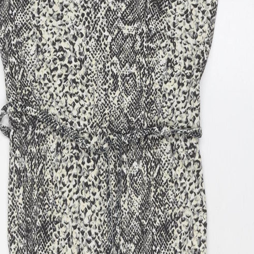 Oasis Womens Beige Animal Print Viscose Slip Dress Size XS V-Neck Pullover - Snakeskin Pattern