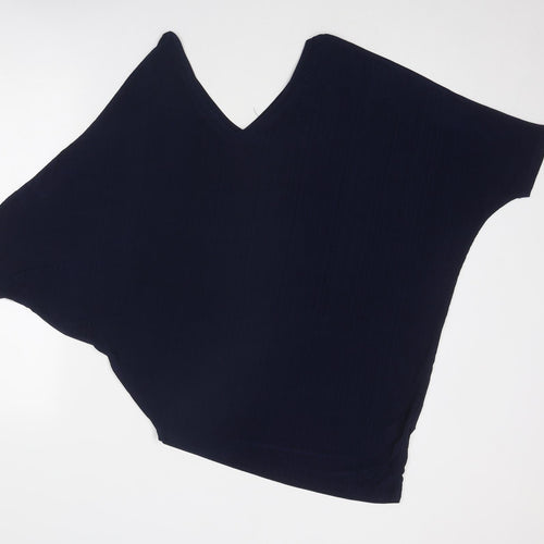 QED London Womens Blue Polyester Basic Blouse Size S V-Neck - Size S-M