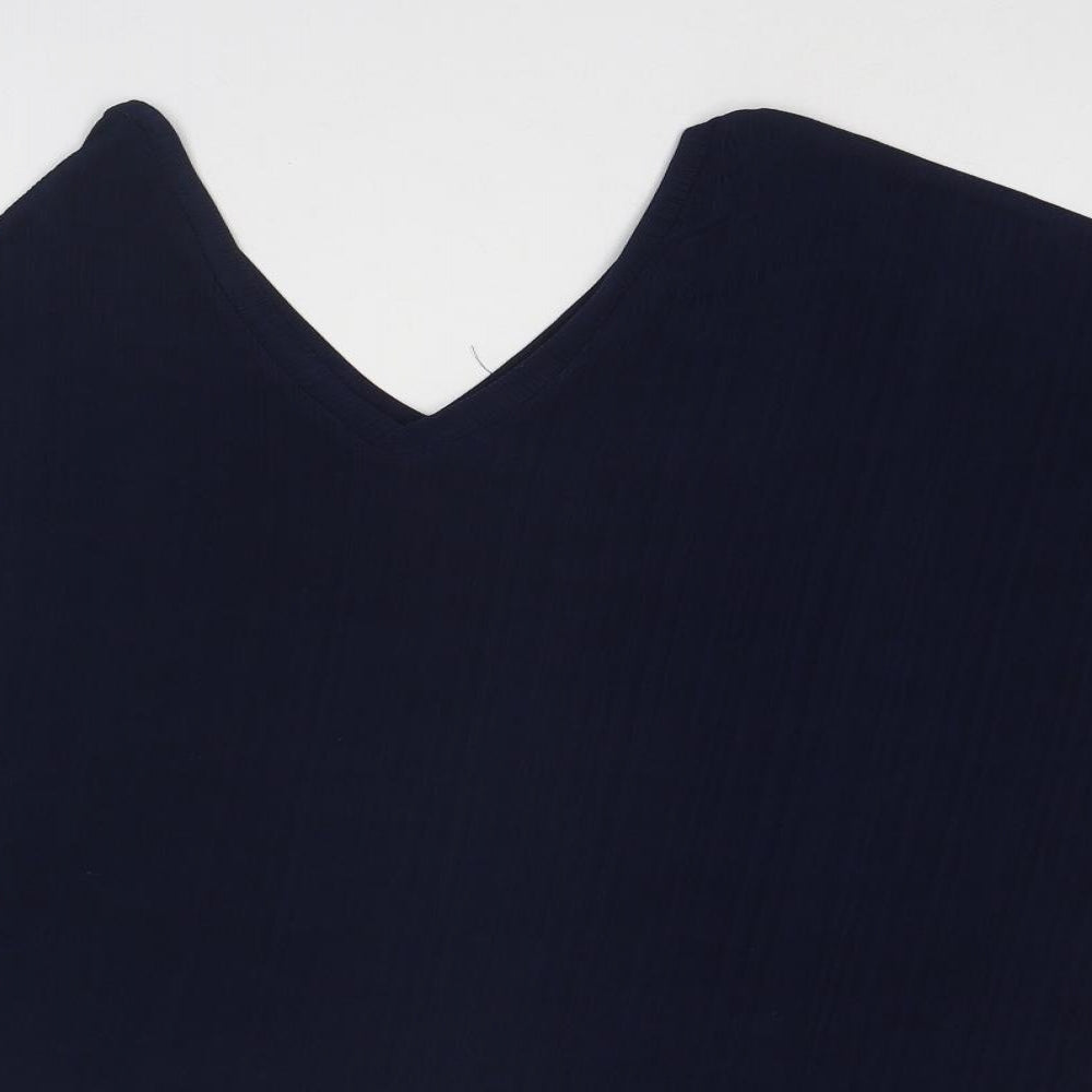 QED London Womens Blue Polyester Basic Blouse Size S V-Neck - Size S-M