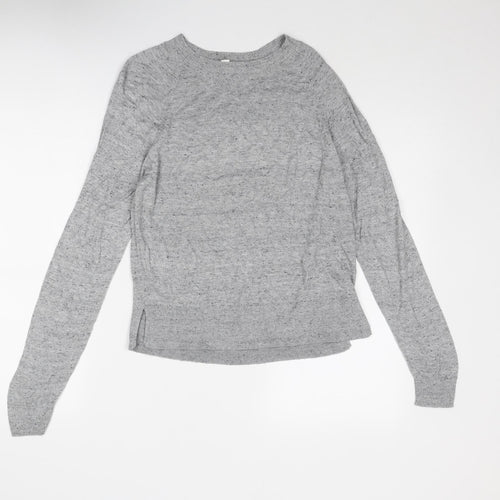 H&M Womens Grey Round Neck Geometric Viscose Pullover Jumper Size S