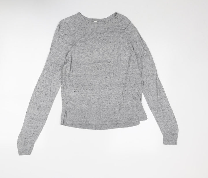 H&M Womens Grey Round Neck Geometric Viscose Pullover Jumper Size S