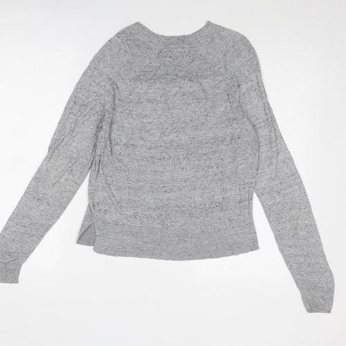 H&M Womens Grey Round Neck Geometric Viscose Pullover Jumper Size S