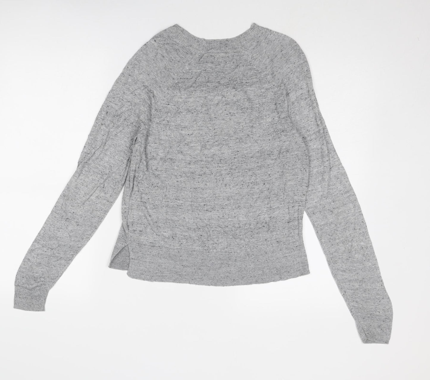 H&M Womens Grey Round Neck Geometric Viscose Pullover Jumper Size S