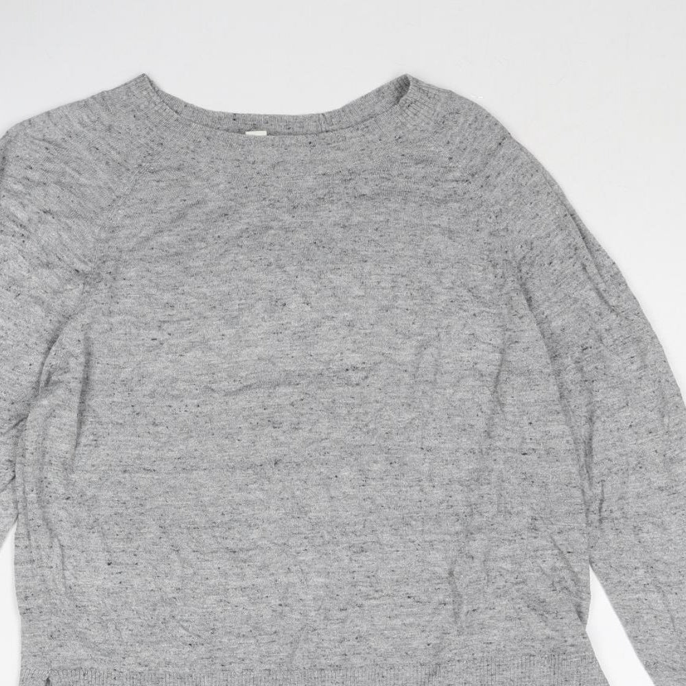H&M Womens Grey Round Neck Geometric Viscose Pullover Jumper Size S