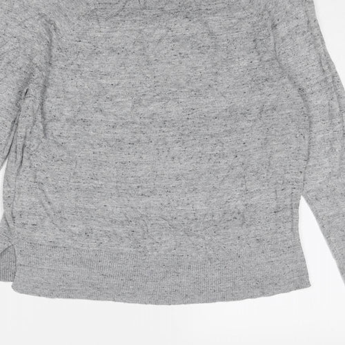 H&M Womens Grey Round Neck Geometric Viscose Pullover Jumper Size S