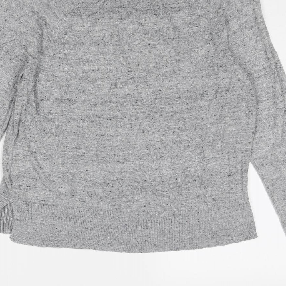 H&M Womens Grey Round Neck Geometric Viscose Pullover Jumper Size S