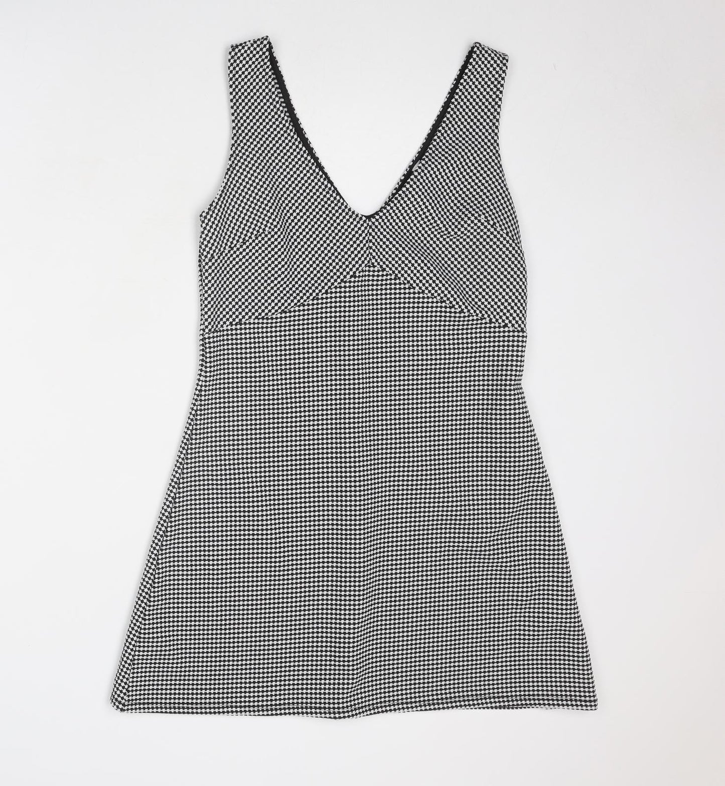 Miss Selfridge Womens Grey Geometric Polyester Pinafore/Dungaree Dress Size 12 V-Neck Pullover