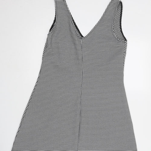 Miss Selfridge Womens Grey Geometric Polyester Pinafore/Dungaree Dress Size 12 V-Neck Pullover
