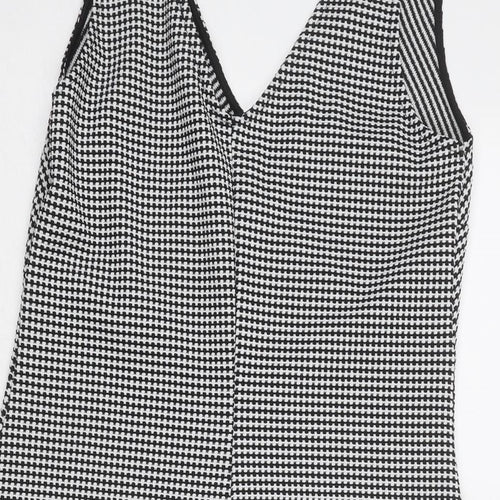 Miss Selfridge Womens Grey Geometric Polyester Pinafore/Dungaree Dress Size 12 V-Neck Pullover