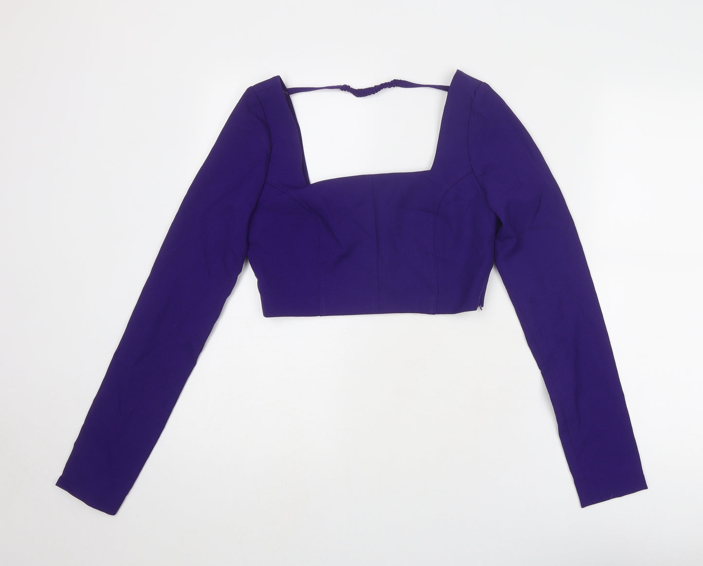 Zara Womens Purple Polyester Cropped Blouse Size S Square Neck