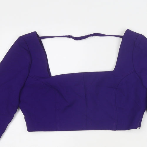 Zara Womens Purple Polyester Cropped Blouse Size S Square Neck