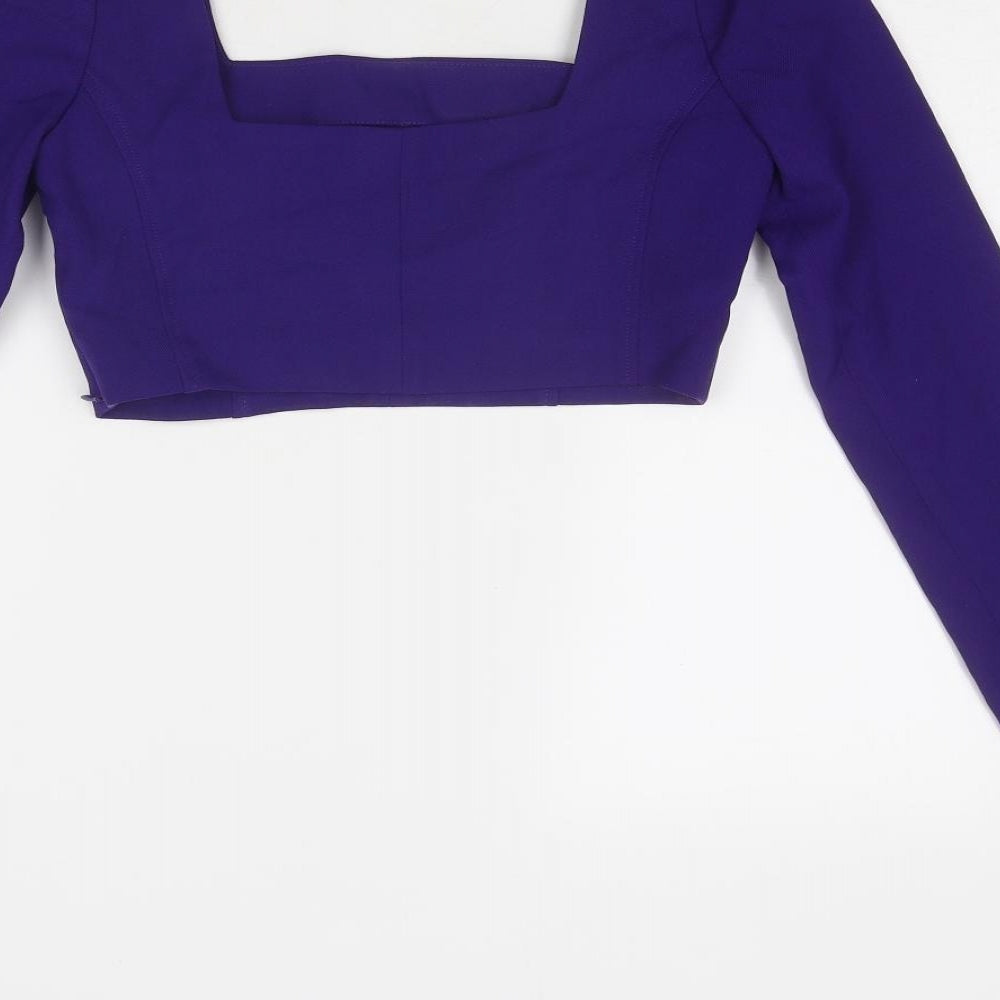 Zara Womens Purple Polyester Cropped Blouse Size S Square Neck