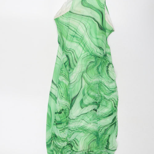 I SAW IT FIRST Womens Green Geometric Polyester Bodycon Size 4 Round Neck Pullover