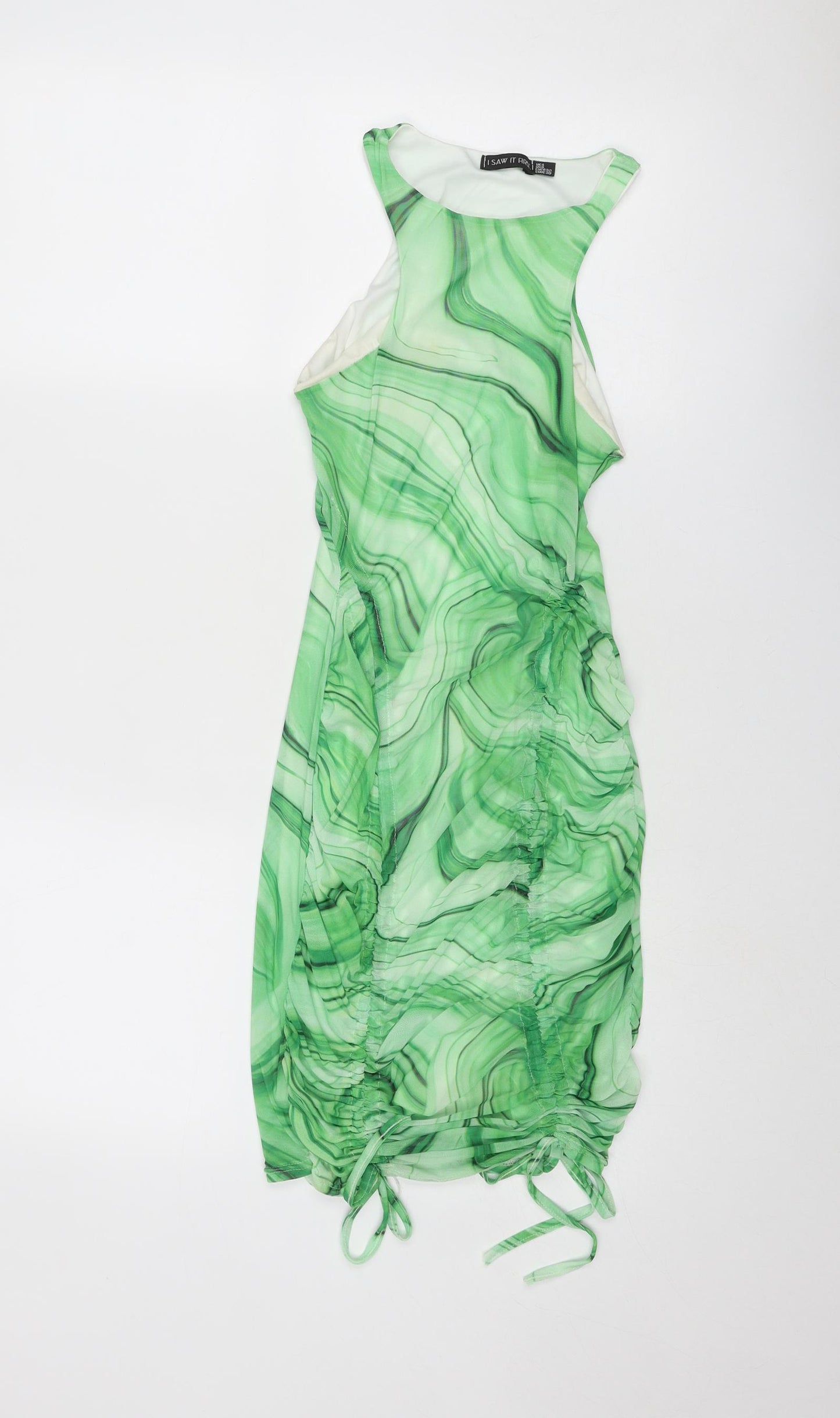 I SAW IT FIRST Womens Green Geometric Polyester Bodycon Size 4 Round Neck Pullover