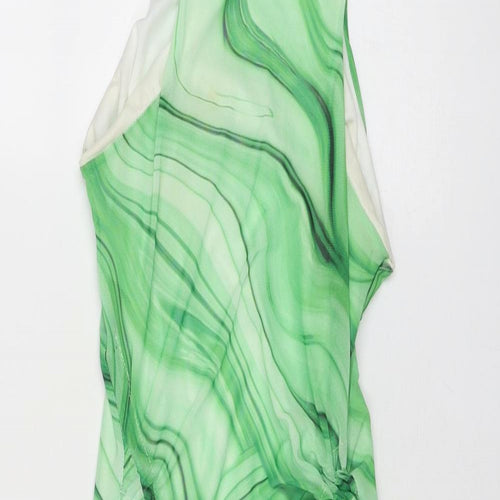 I SAW IT FIRST Womens Green Geometric Polyester Bodycon Size 4 Round Neck Pullover