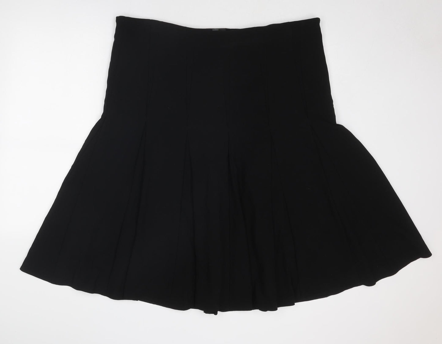 Marks and Spencer Womens Black Polyester Pleated Skirt Size 22 Zip