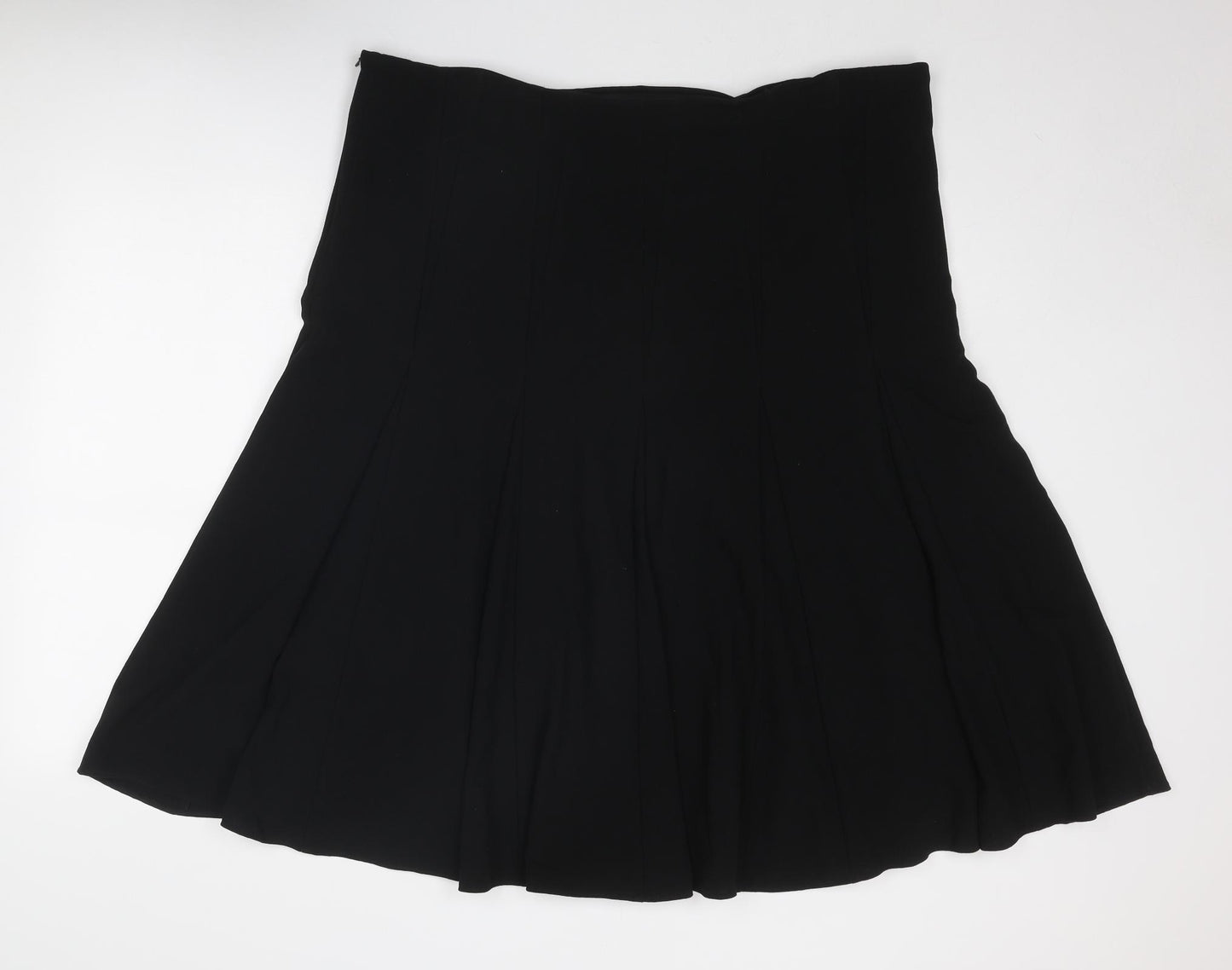 Marks and Spencer Womens Black Polyester Pleated Skirt Size 22 Zip