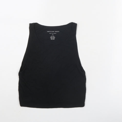 American Eagle Womens Black Viscose Basic Tank Size S Round Neck