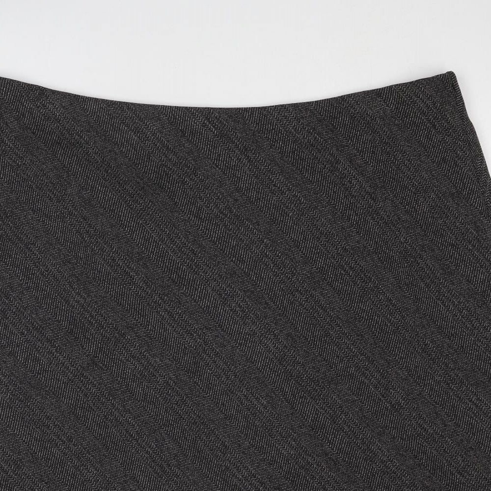 Marks and Spencer Womens Grey Geometric Polyester Swing Skirt Size 22