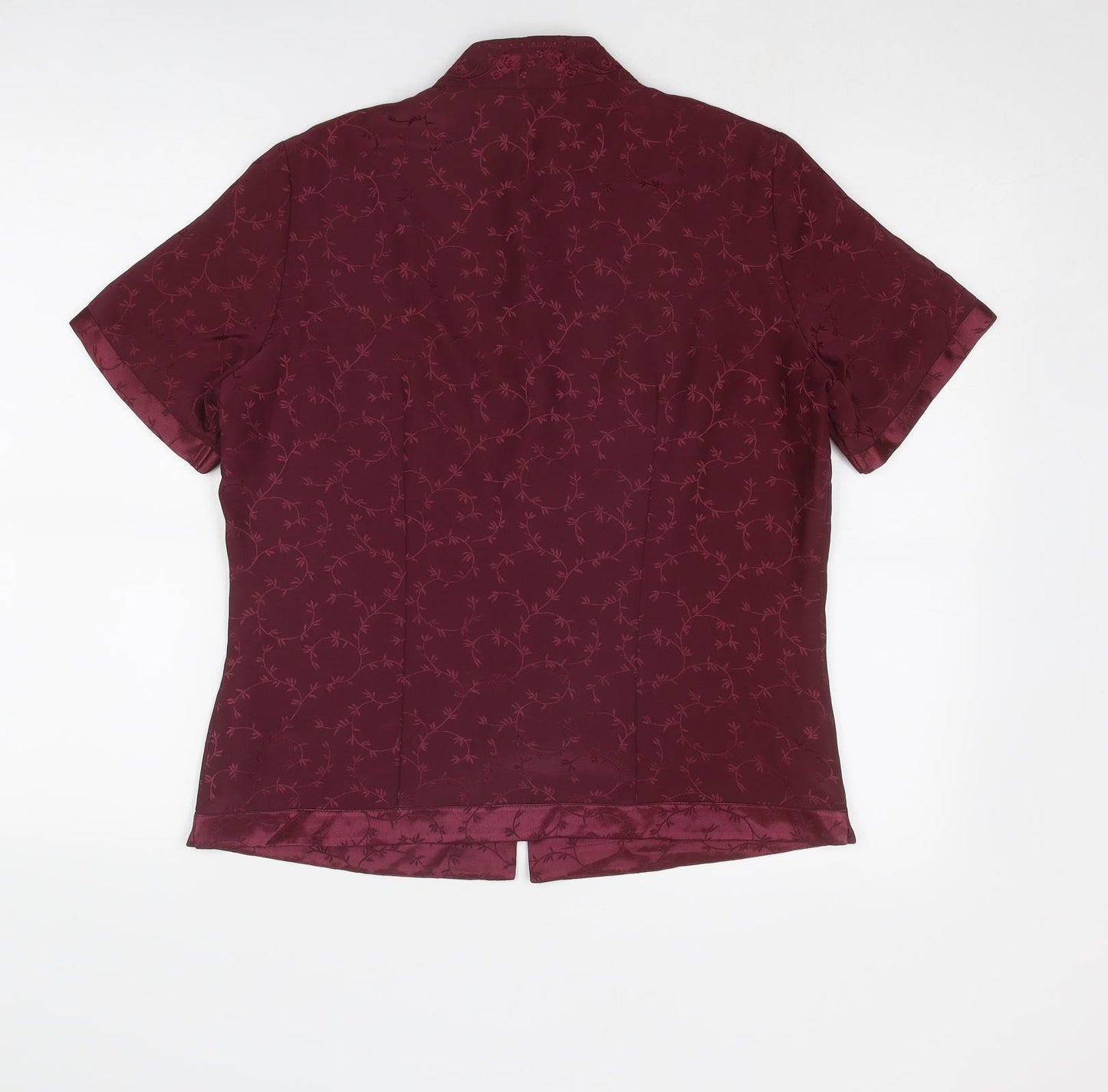 Marks and Spencer Womens Purple Floral Polyester Basic Button-Up Size 12 Round Neck