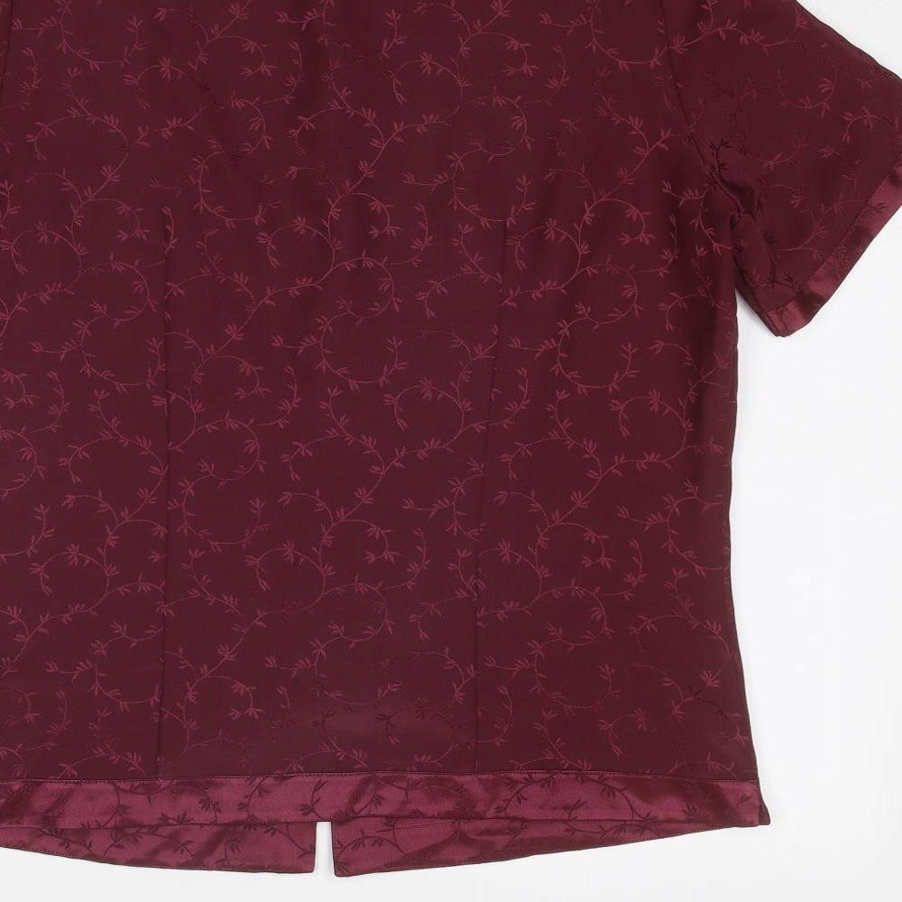 Marks and Spencer Womens Purple Floral Polyester Basic Button-Up Size 12 Round Neck