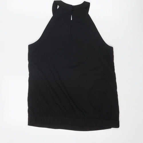 H&M Womens Black Polyester Basic Tank Size 10 Round Neck - Embellished Neckline