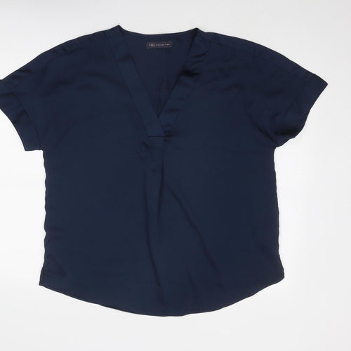 Marks and Spencer Womens Blue Polyester Basic Blouse Size 16 V-Neck