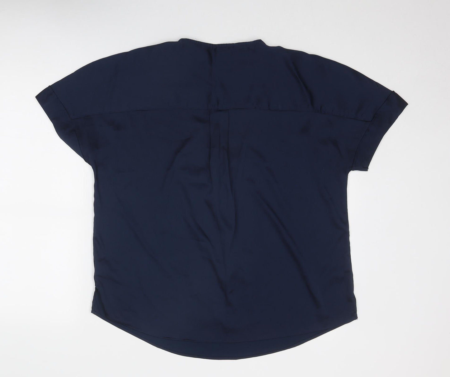 Marks and Spencer Womens Blue Polyester Basic Blouse Size 16 V-Neck