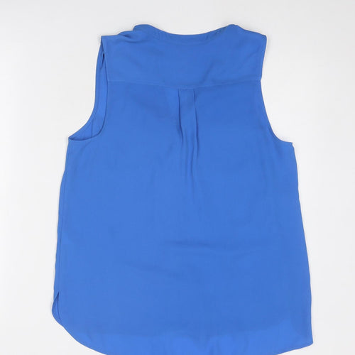 New Look Womens Blue Polyester Basic Button-Up Size 10 V-Neck