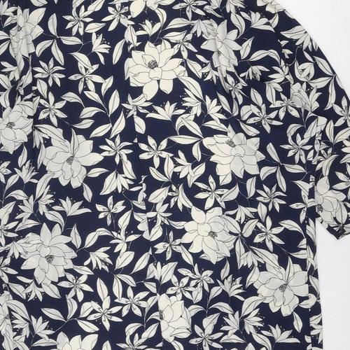Oasis Womens Blue Floral Polyester Kimono Blouse Size M V-Neck