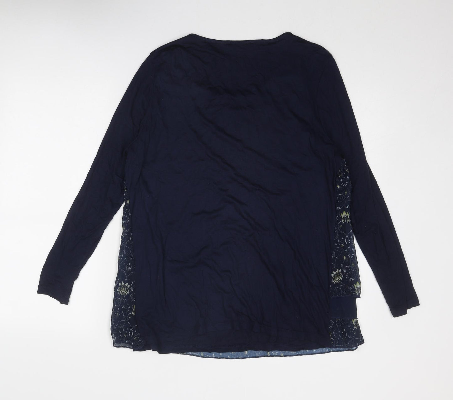 Klass Womens Blue Geometric Polyester Basic Blouse Size L Boat Neck