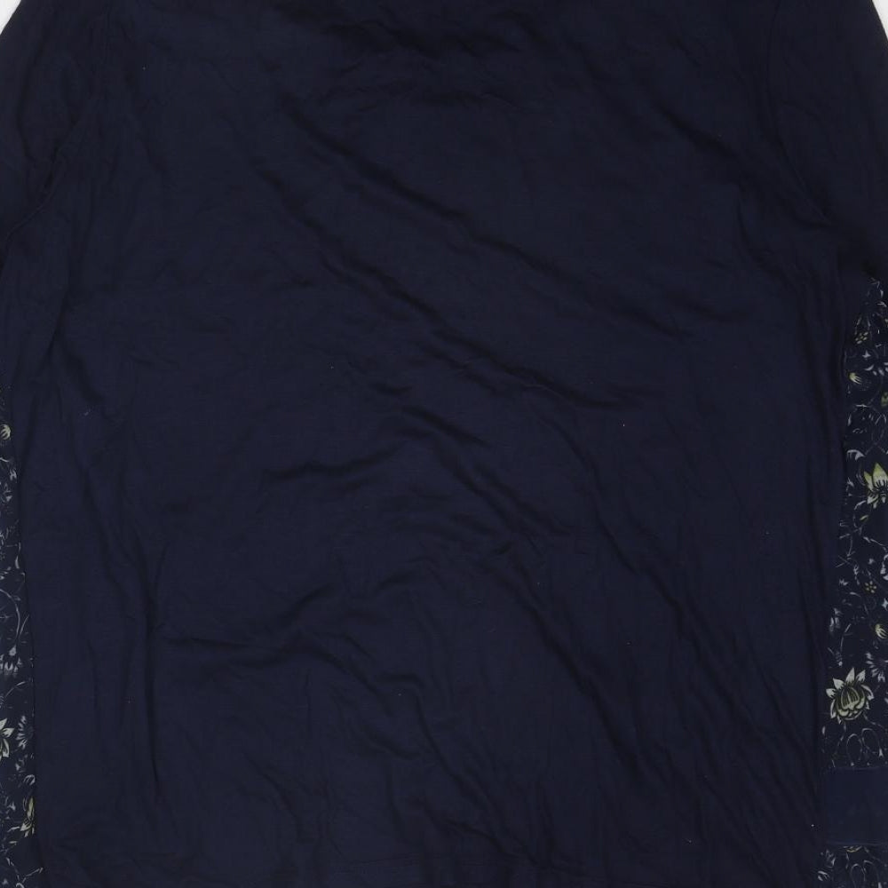 Klass Womens Blue Geometric Polyester Basic Blouse Size L Boat Neck