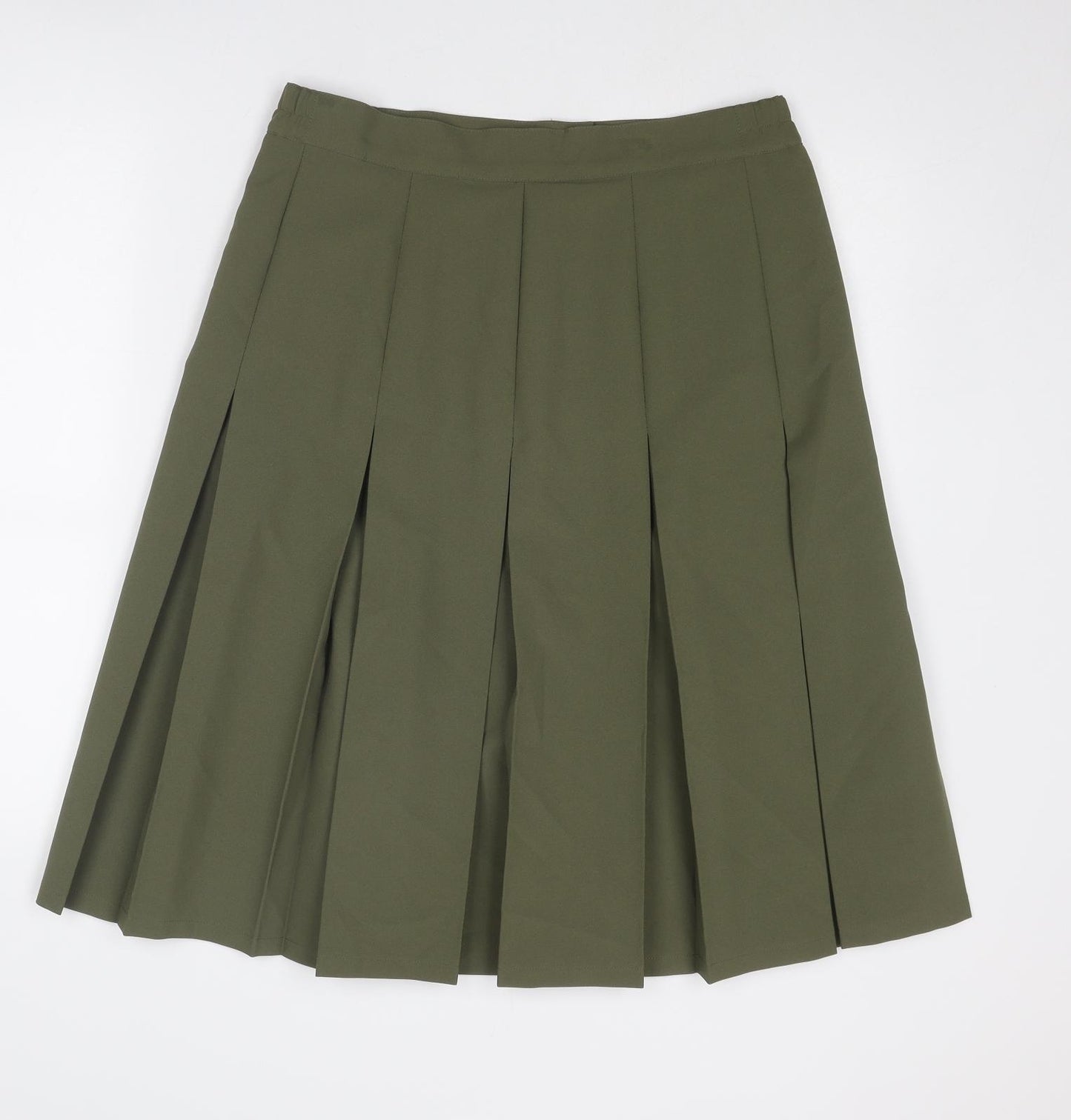Damart Womens Green Polyester Pleated Skirt Size 32 in Zip