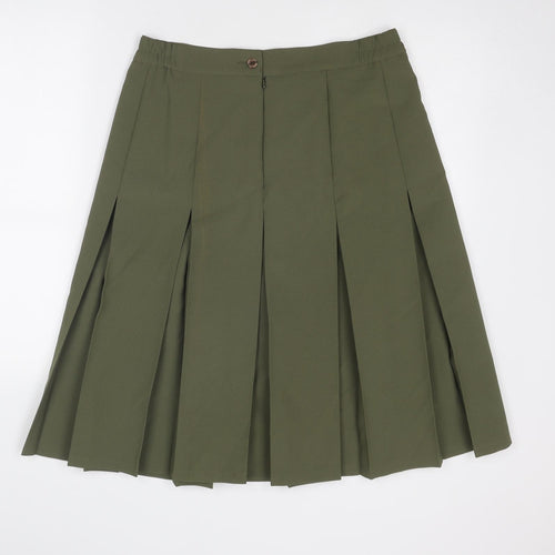 Damart Womens Green Polyester Pleated Skirt Size 32 in Zip
